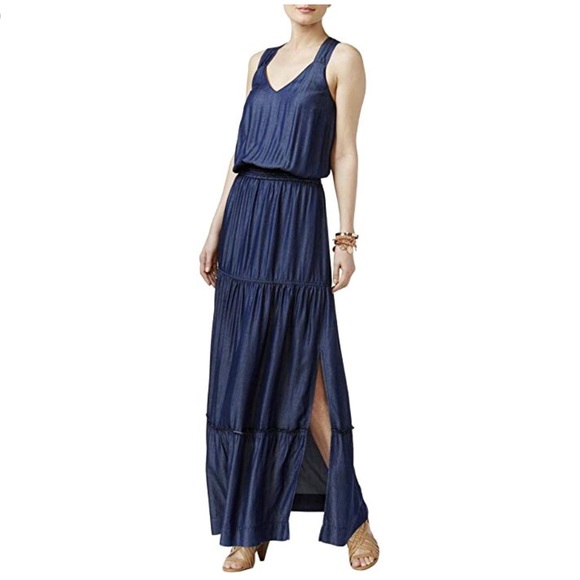 womens denim maxi dress